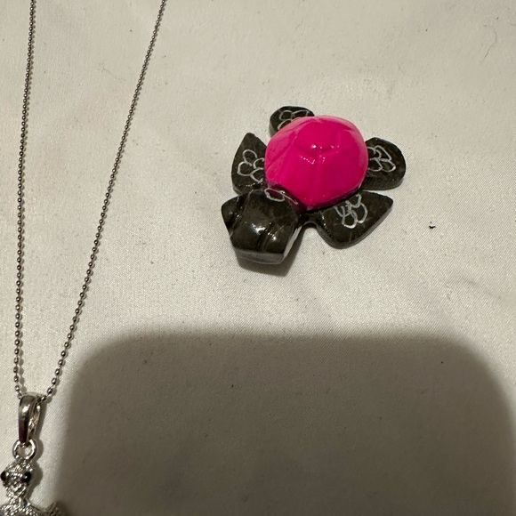 Silver Turtle Pendant Necklace with Multicolor Crystals - Picture 5 of 8